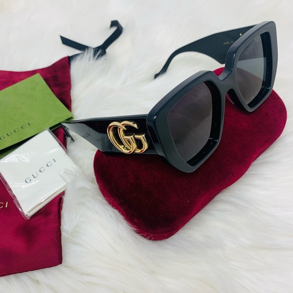 GUCCI Women’s luxury oversized sunglasses large GG Logo GG0956S - Picture 8 of 16
